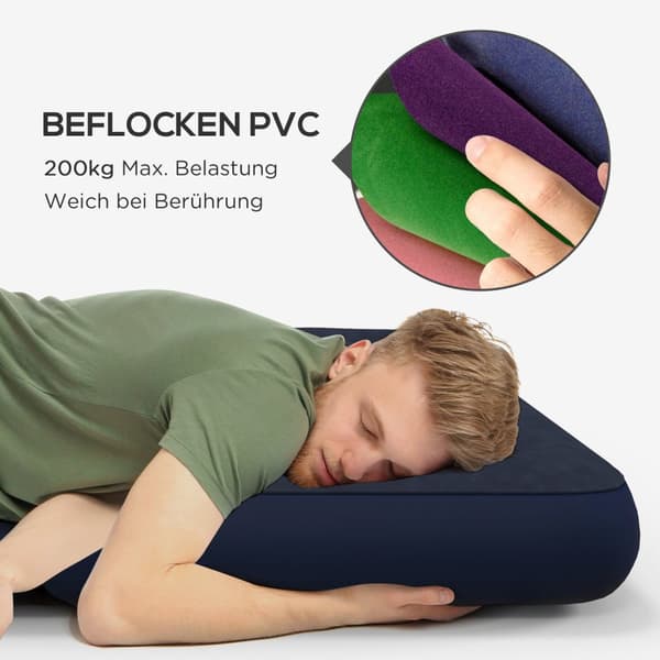 Air Bed Kokoontaitettava Double Camping Bed, Tummansininen, 203X152X22Cm
