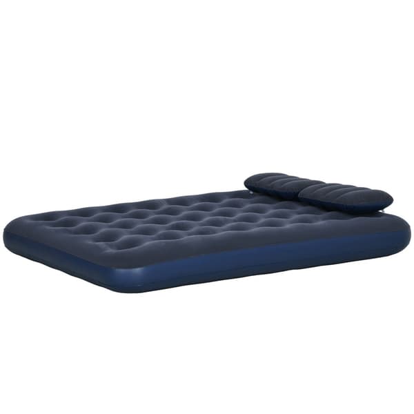 Air Bed Dobbel Luftmadrass Med Håndpumpe Og Pute, Blå, 203X152X22Cm