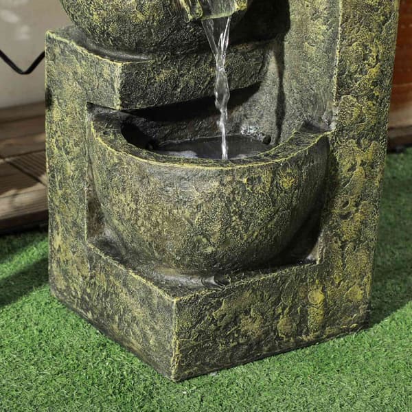 Hagefontene, Fontene Med Justerbar Strømning, 4-Trinns Dekorativ Fontene, Vannfunksjon, Foss For Hage, Hagedammen, Uteplass, Harpiks