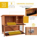 Miniatyrbild 5 av 10: Träkaninhydda 2-Vånings Smådjursbur Smådjursbur Med Pallar, Ramp Med Utomhushölje Asfalttak För 2 Kaniner Orange