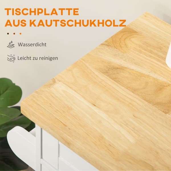 Tarjoiluvaunu Keittiövaunu Työtasolla, Maustetelineellä, Pyyhetelineen, Valkoinen, 109X40X89Cm Olohuoneeseen Ja Ruokailutilaan