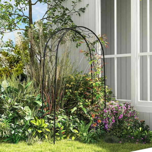 Rose Arch Stålbue Havebue Til Klatreplanter 125 X 37 X 230 Cm Trellis Havedekoration Sort