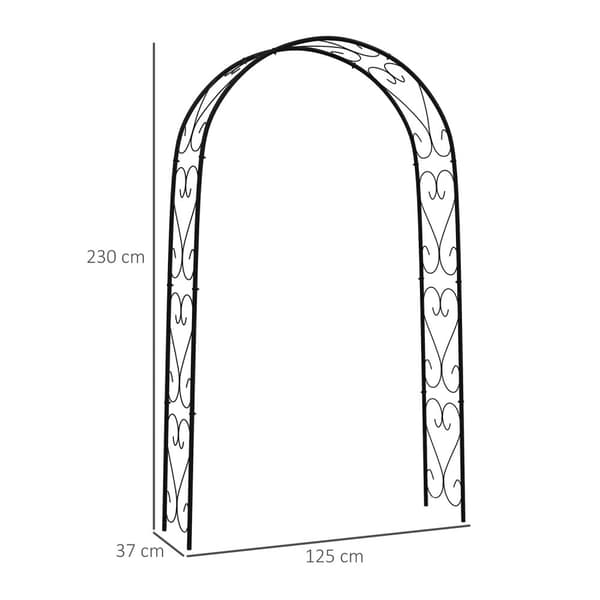 Rose Arch Stålbue Havebue Til Klatreplanter 125 X 37 X 230 Cm Trellis Havedekoration Sort