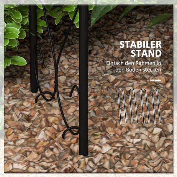 Rose Arch Stålbue Havebue Til Klatreplanter 125 X 37 X 230 Cm Trellis Havedekoration Sort