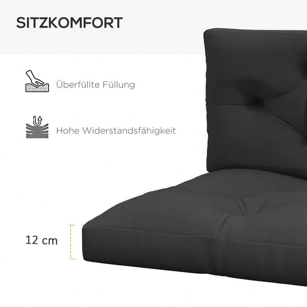 Pallepude Sæt Med 2 Bænkhynder Med Uv-Beskyttelse Sædehynde Polstret Havebænkpude Til Pallesofa, Balkon, Polyester, Mørkegrå
