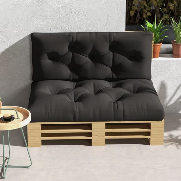 Pallepute Sett Med 2 Benkputer Med Uv-Beskyttelse Setepute Trukket Hagebenkpute For Pallesofa, Balkong, Polyester, Mørkegrå