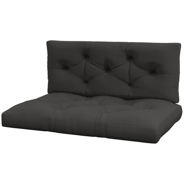 Pallepude Sæt Med 2 Bænkhynder Med Uv-Beskyttelse Sædehynde Polstret Havebænkpude Til Pallesofa, Balkon, Polyester, Mørkegrå