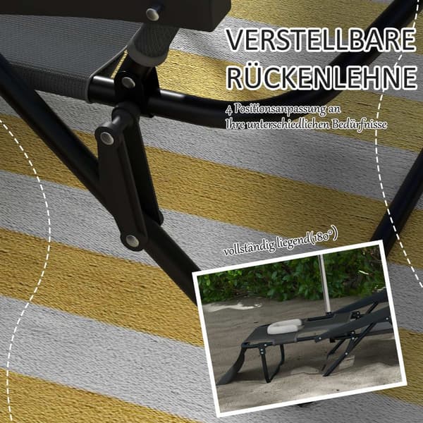 Solseng Hageseng Med Pute Dekkstol Med Justerbar Rygg Armlen Relax Lounger For Hagebalkong Mesh Mørkegrå
