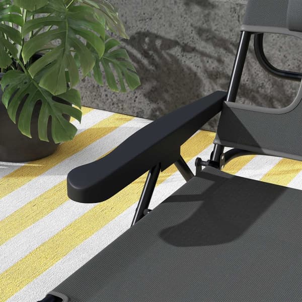 Solseng Hageseng Med Pute Dekkstol Med Justerbar Rygg Armlen Relax Lounger For Hagebalkong Mesh Mørkegrå