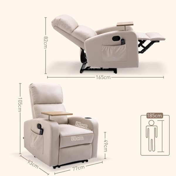 Elektrisk Massagestol, Afslapningsstol Med Massagefunktion, Tv-Stol Med Liggefunktion, Hvilestol, Mikrofiber, Lysegrå