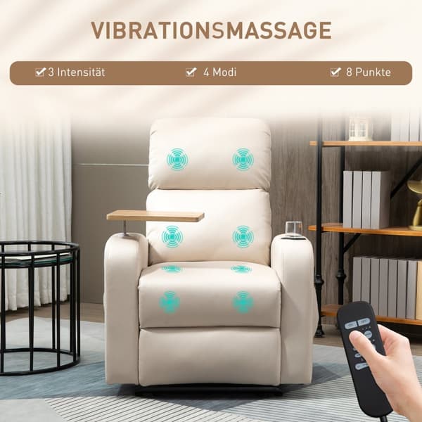 Elektrisk Massagestol, Afslapningsstol Med Massagefunktion, Tv-Stol Med Liggefunktion, Hvilestol, Mikrofiber, Lysegrå