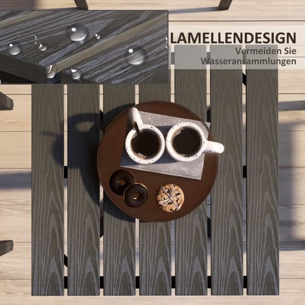 Hagebord, Spisebord For 4 Personer, Firkantet Balkongbord Med Trelook For Terrasse, Aluminium, Grå, 70 X 70 X 76 Cm