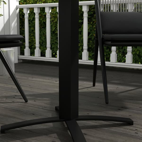 Hagebord, Spisebord For 4 Personer, Firkantet Balkongbord Med Trelook For Terrasse, Aluminium, Grå, 70 X 70 X 76 Cm