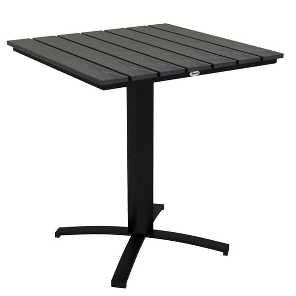 Hagebord, Spisebord For 4 Personer, Firkantet Balkongbord Med Trelook For Terrasse, Aluminium, Grå, 70 X 70 X 76 Cm
