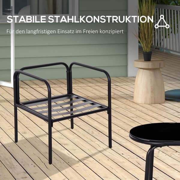 4 Stk. Hagemøbelsett, Hagesett Med 2 Lenestoler, 1 Salongbord Laget Av Herdet Glass, 1 To-Seter, Sittegruppe Med Puter, Stål, Khaki