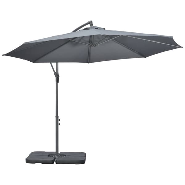 Cantilever Paraply, Ø2,92 M Parasoll Med Håndsveiv, Vekter, Hageparaply Med Paraplydeksel, Cross Base, Stål, Oxford Dark Grey