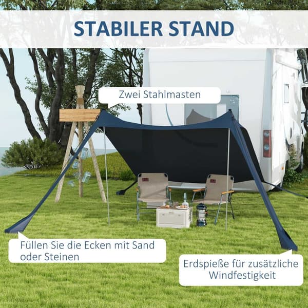 Sun Protection Canopy Vedenpitävä Markiisi 2,15X2X2M Uv-Suojalla, Terästolpat & Kantolaukku, Retkeilyyn, Matkustamiseen, Kalastukseen