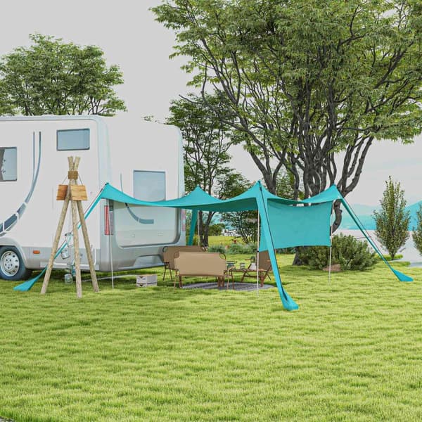 Solsejl Vandtæt Fortelt 3X3X2M Med Stålstænger, Skovl & Bæretaske, Til Camping, Rejser, Picnic