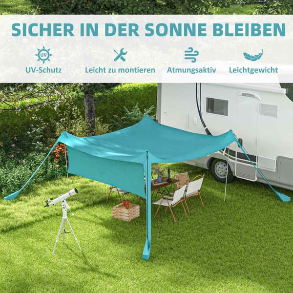 Solsejl Vandtæt Fortelt 3X3X2M Med Stålstænger, Skovl & Bæretaske, Til Camping, Rejser, Picnic