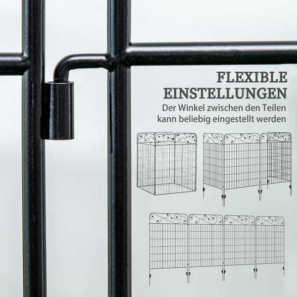 Sett Med 4 Hagegjerder 3,52 X 1,1 M Dekorativt Nettinggjerde Mesh Nettinggjerde For Hagebalkong Metall Svart