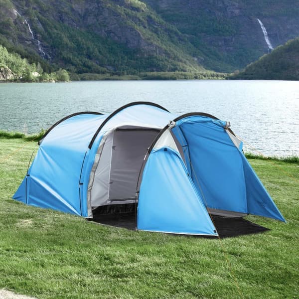 Tunneltelt Til 2-3 Personer 190T Campingtelt Med Pløkker, Glasfiber & Polyester, Lyseblå, 426X206X154Cm
