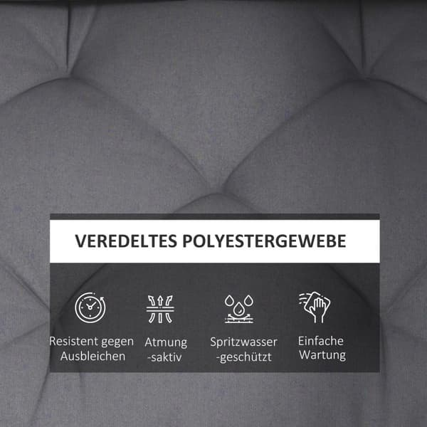 Pallkudde Set Med 3 Bänkkuddar Sittdynor Med Uv-Skydd Trädgårdsbänkkudde För Trädgårdsbalkong Mörkgrå
