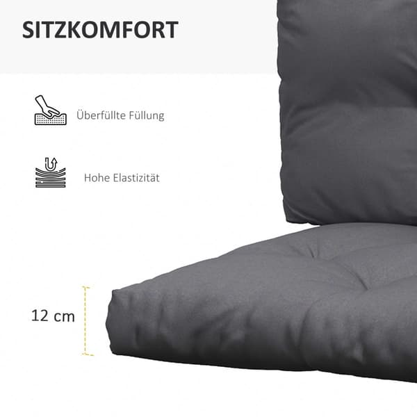 Pallkudde Set Med 3 Bänkkuddar Sittdynor Med Uv-Skydd Trädgårdsbänkkudde För Trädgårdsbalkong Mörkgrå