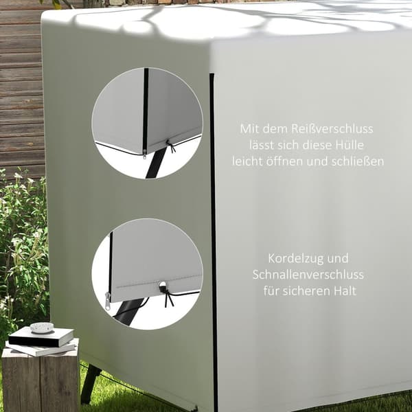 Presenning För Trädgårdsmöbler Vattentät & Uv-Skydd Skyddsöverdrag, Rektangulärt, Pe, Grått, 215X155X150Cm
