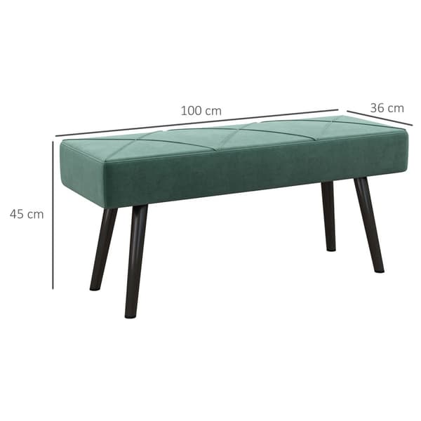 Verhoiltu Samettipenkki, Sänky Penkki, Eteisen Penkki X-Kuvioinen, Jopa 120 Kg, Makuuhuoneeseen, 100X36X45 Cm, Vihreä