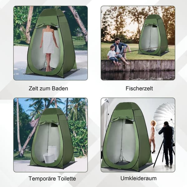 Pop-Up Brusetelt Toilettelt Til Camping, Mobilt Udetoilet, Mørkegrønt, Med Bæretaske, 126X124X189Cm