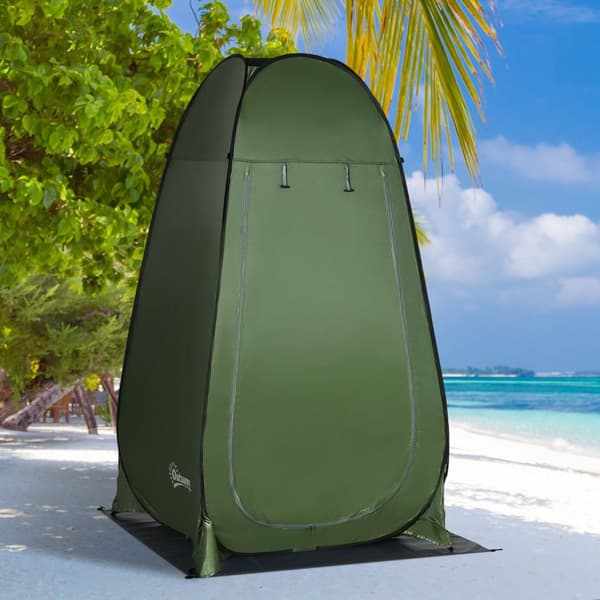 Pop-Up Brusetelt Toilettelt Til Camping, Mobilt Udetoilet, Mørkegrønt, Med Bæretaske, 126X124X189Cm