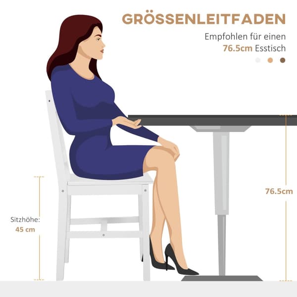 Matsalsstolar Set Med 4 Moderna Köksstolar Med Ryggstöd, Furu, Vit, Perfekt För Kök Och Vardagsrum