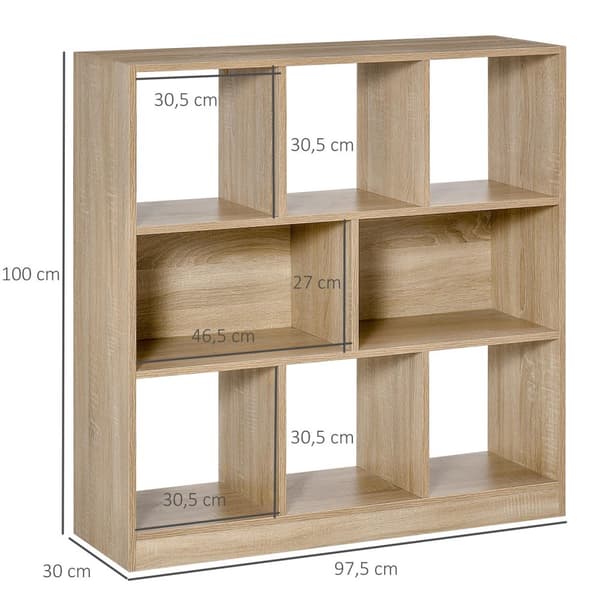 Bokhylle Naturlig 3-Lags Oppbevaringshylle, Kontorhylle, Utstillingshylle For Hjemmekontor/Stue, 97,5X30X100Cm