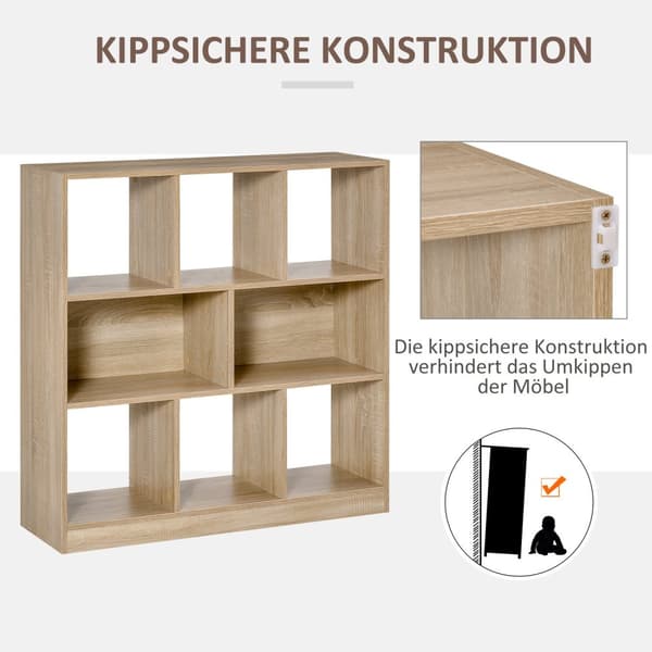 Bokhylle Naturlig 3-Lags Oppbevaringshylle, Kontorhylle, Utstillingshylle For Hjemmekontor/Stue, 97,5X30X100Cm