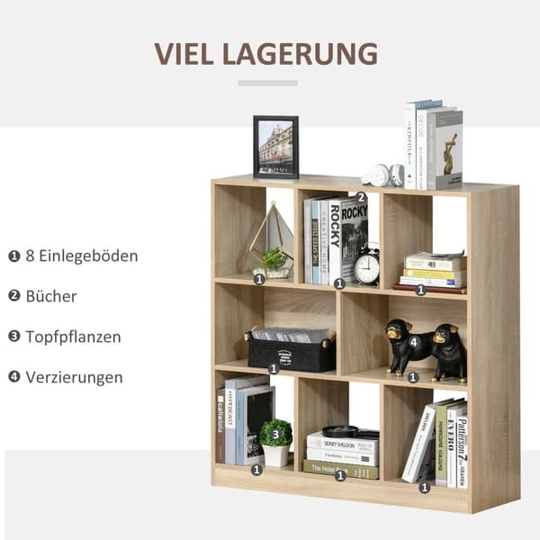 Bokhylle Naturlig 3-Lags Oppbevaringshylle, Kontorhylle, Utstillingshylle For Hjemmekontor/Stue, 97,5X30X100Cm