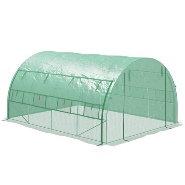Film Drivhus Polytunnel 3,97X3X2M Walk-In, Uv-Beskyttelse, Roll-Up Deksler, Stål, Grønn