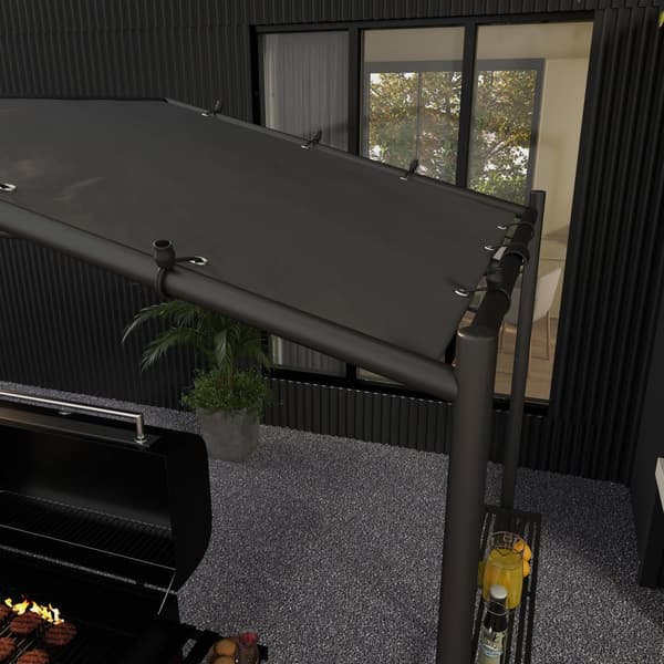 Grill Pavilion 3X1,5M Vejrbestandig Grilloverdækning Med 2 Sidehylder, Stål, Mørkegrå, Til Have Og Altan