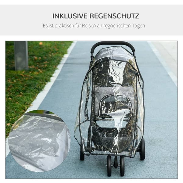 Pet Buggy Regndæksel Sikkerhedssnor Opbevaringskurv Sammenfoldelig Små Hunde Oxford Grey