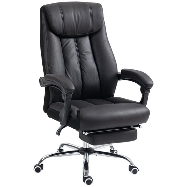 Office Chair Executive Chair Med Fotstøtte Høydejusterbar Mikrofiber Tilt Stål Svart