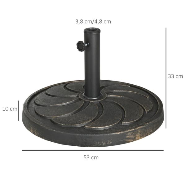 Päivänvarjoteline 18Kg Ø38/48Mm Sateenvarjotankolle Pyöreä Puutarha Sateenvarjoteline Hartsi Pronssi