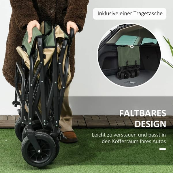 Handcart Kokoontaittuva Kärry Kahvalla Rantakärry Puutarhakärry Kantokassilla Kestää Jopa 100 Kg Oxford Khaki