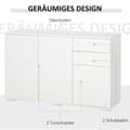 Miniatyrbild 5 av 10: Sideboard Vit Byrå Med 2 Lådor & 3 Dörrar, Multifunktionsskåp, Arkivskåp, 117X36X74Cm