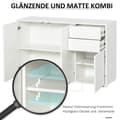 Miniatyrbild 6 av 10: Sideboard Vit Byrå Med 2 Lådor & 3 Dörrar, Multifunktionsskåp, Arkivskåp, 117X36X74Cm