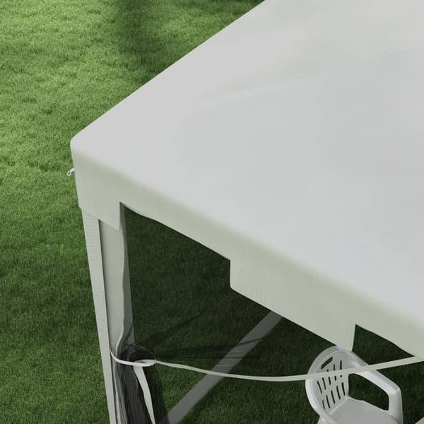 Paviljong Partytelt Ca 4 X 3 M Hage Paviljong Hagetelt Telt Med Netting Sidevegger For Balkong, Terrasse, Metall Pe Hvit.