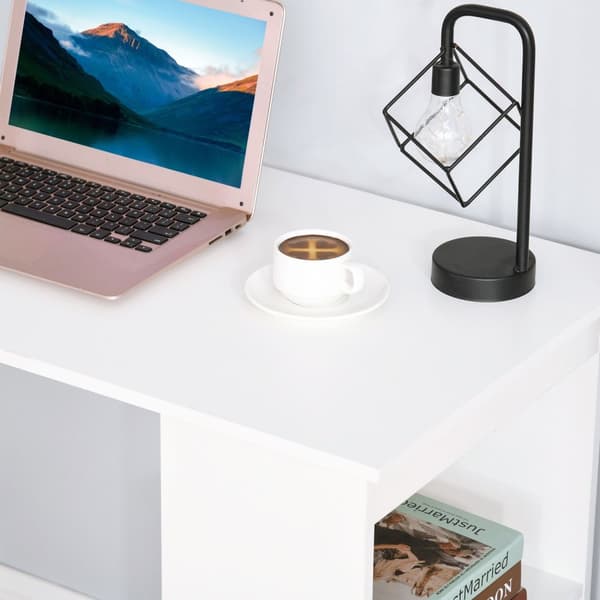 Desk Keittiöpöytä Hyllyllä, Tietokonepöytä, Työpöytä, Kannettavan Tietokoneen Pöytä, Toimistohylly, Valkoinen, 120X55X120Cm
