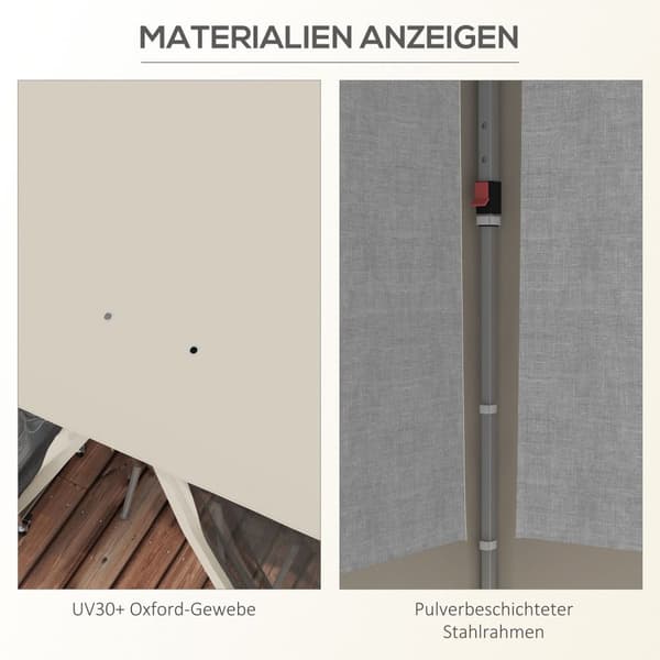 Folding Gazebo 3X3M Gazebo Med 4 Mesh Gardiner, Uv-Skydd, Pop Up, Fönster, Bärväska, Beige
