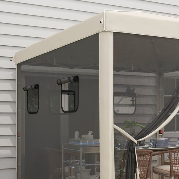 Folding Gazebo 3X3M Gazebo Med 4 Mesh Gardiner, Uv-Skydd, Pop Up, Fönster, Bärväska, Beige