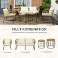 Miniatyrbilde 7 av 10: 5-Delt Hagemøbelsett I Rotting, Sittegruppe Med Puter, Hagesett Med 2 Salongbord, 2 Lenestoler, 1 Dobbel Sofa, Sittegruppe, Stål, Beige