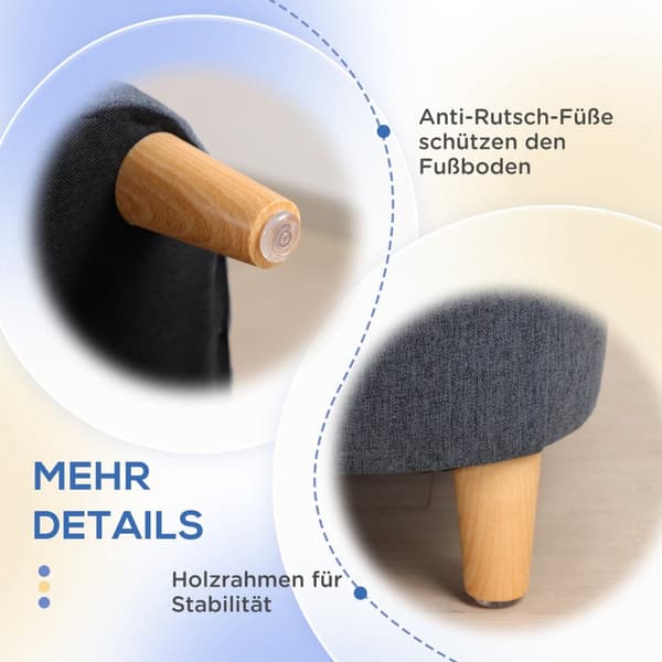 Hundesofa Kjæledyrsofa For Mellomstore Og Store Hunder, Forhøyet Design Med Treben, Mørkegrå