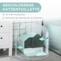 Miniatyrbillede 7 af 10: Kattebakke Med Bundbakke, Øse Og Filter, Toilet Med Hætte, Lyseblå, Til Katte Op Til 5 Kg, 47X45X42Cm